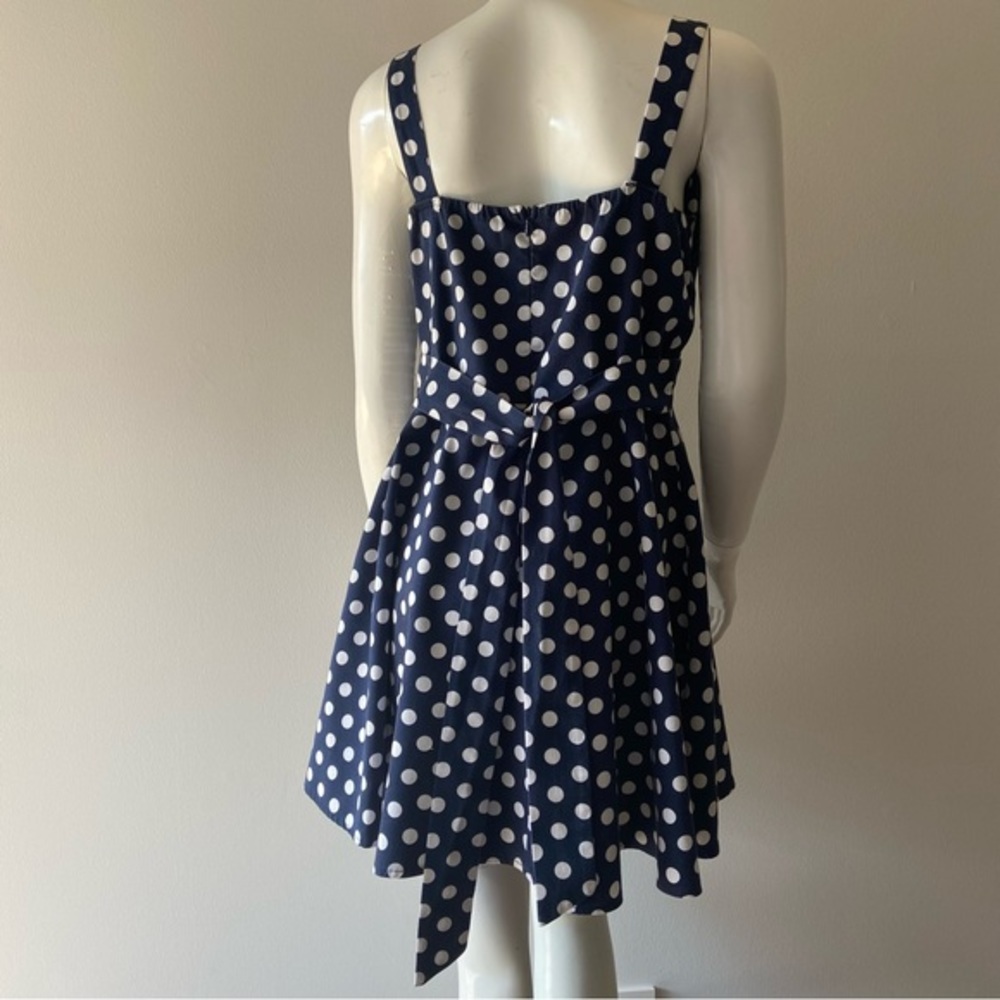 Caroline Morgan navy and white polka dot fit n flare 50s style mini dress Size16 - Picture 7 of 15